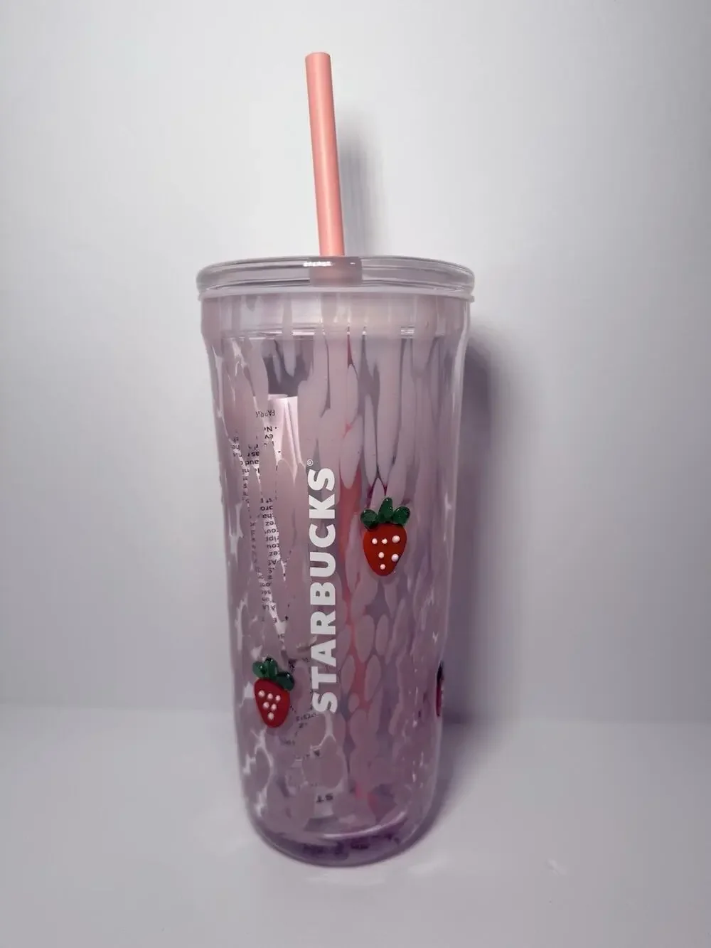 AUTHENTIC Starbucks PINK VIBES PINK DRINK Strawberry Glass 16oz Cold Cup NWT